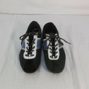 sz8 FUBU BLACK w/BLUE WHITE & SILVER TRIM CROSS TRAINING WOMEN'S SHOES KD 140347